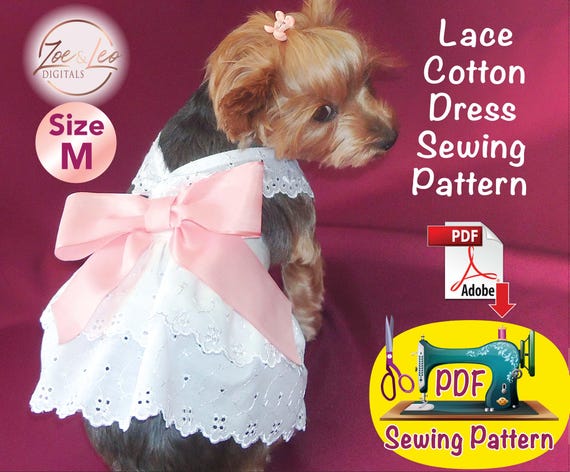 Dog Lace Summer Cotton Dress Pattern, Cat Summer Dress, Cute Pet Summer  Dress, Dog Clothes Pattern, Dog Wedding Dress, Size M. - Etsy