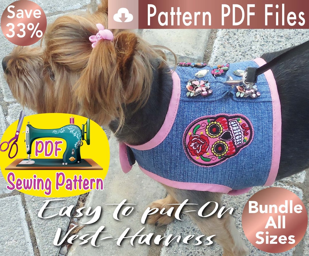 Dog Vest Harness Pattern Bundle, Save 33, Dog Clothes Pattern, Cat Harness Pattern, Easy to Put