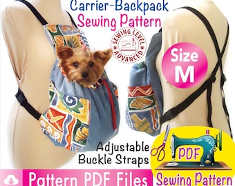 Dog Carrier Simple Kangaroo Pattern, Pet carrier, adjustable backpack Travel carrier, Dog carrier Backpack, Comfortable Pet Carrier, size M