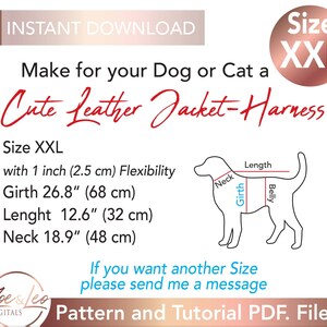 Dog Leather Jacket Pattern, Pet Jacket pattern, Dog winter clothes Pattern, dog clothes sewing pattern, Pet clothes pattern, size XXL. image 7