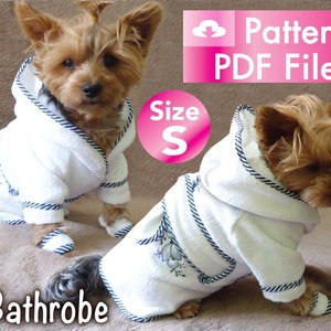 Dog Bathrobe Pattern, Pet bathrobe pattern, Cat Bathrobe pattern, Small dog clothes patterns, Hooded bathrobe pattern, size S. image 5