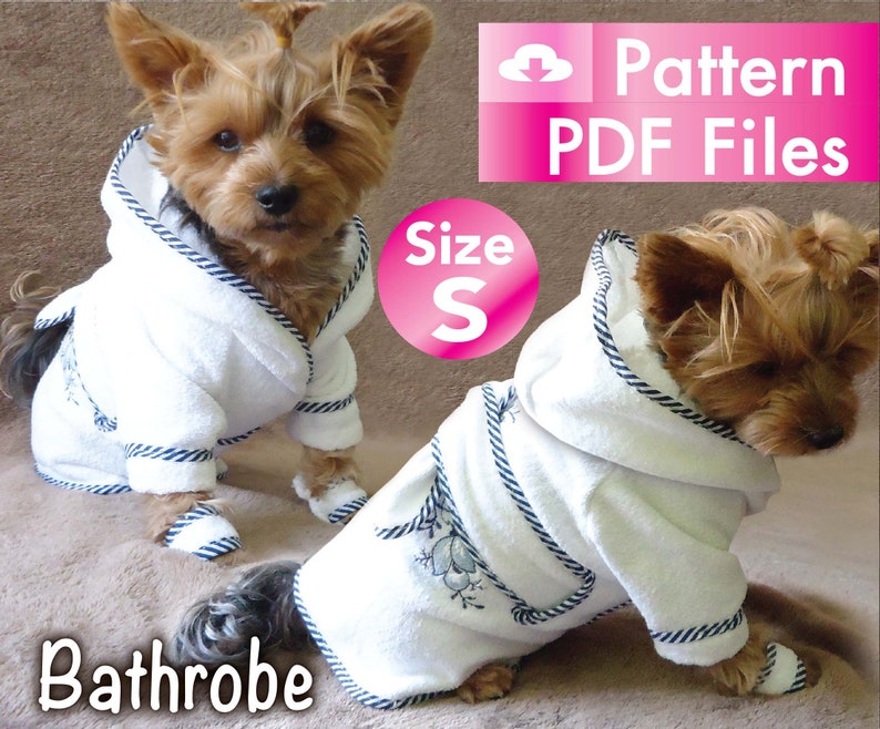 Dog Bathrobe Pattern, Pet bathrobe pattern, Cat Bathrobe pattern, Small dog clothes patterns, Hooded bathrobe pattern, size S. image 5