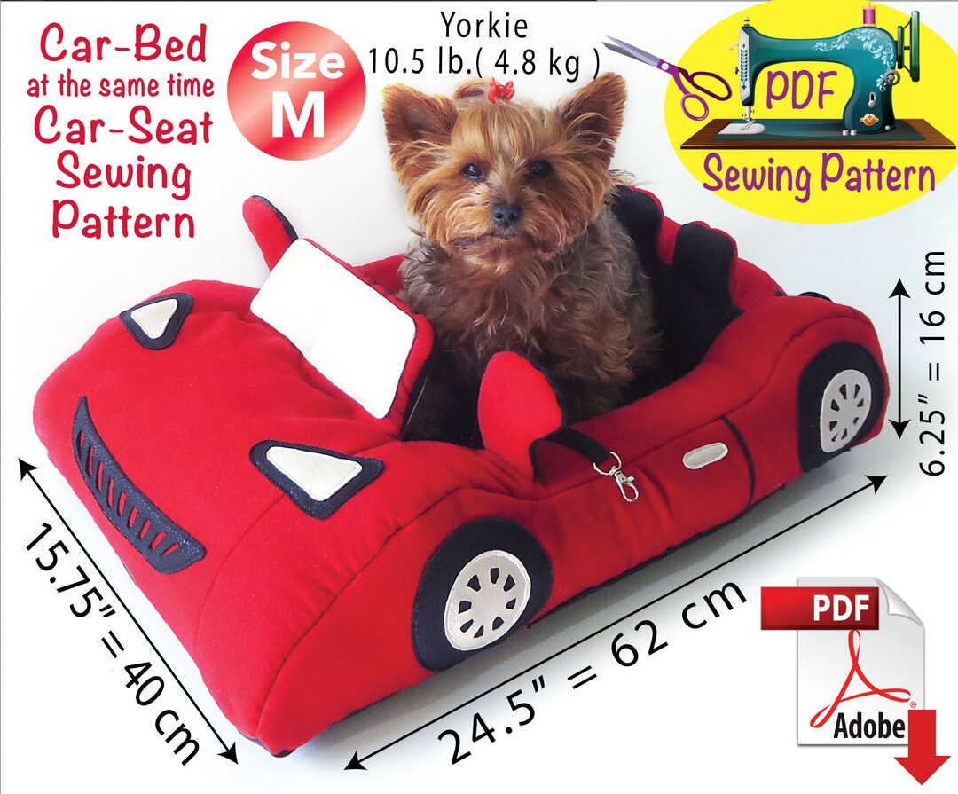Pet Bed Car Seat Sewing Pattern, Dog or Cat Bed, Cute Practical Small Dog Bed at the Same Time