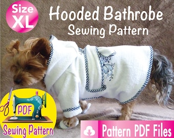 Dog/Cat Hooded Bathrobe Pattern: XL Pet Clothes (PDF Pattern)