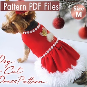 Modello di vestito natalizio per cani, modello di vestiti natalizi per cani, vestito natalizio per cani, vestiti per animali domestici per le feste, taglia M 4,2 kg (9,2 libbre) Yorkshire.