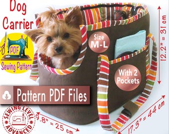 Dog Carrier Pattern, Pet Shoulder Carrier pattern, Cat Carrier, Small dogs Carrier, Puppies Carrier, Soft Dog Carrier, size M-L