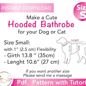 Dog Bathrobe Pattern, Pet bathrobe pattern, Cat Bathrobe pattern, Small dog clothes patterns, Hooded bathrobe pattern, size S. image 7