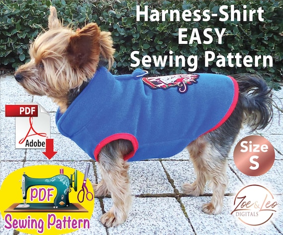 犬用ハーネスシャツの縫製パターン：簡単なペット服（PDFパターン