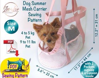 Modello di cucito per trasportino estivo in rete per cani, taglia M (modello PDF)