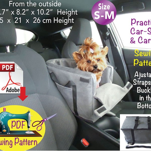 Pet Carrier Car Seat sewing Pattern, dog Carrier car seat, Cat Carrier car seat, practical Small dog Carrier, Soft Dog Carrier, size S-M.