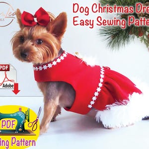 Patroon kerstjurk voor honden, kleding voor huisdieren (pdf-patroon), maat Medium afbeelding 3