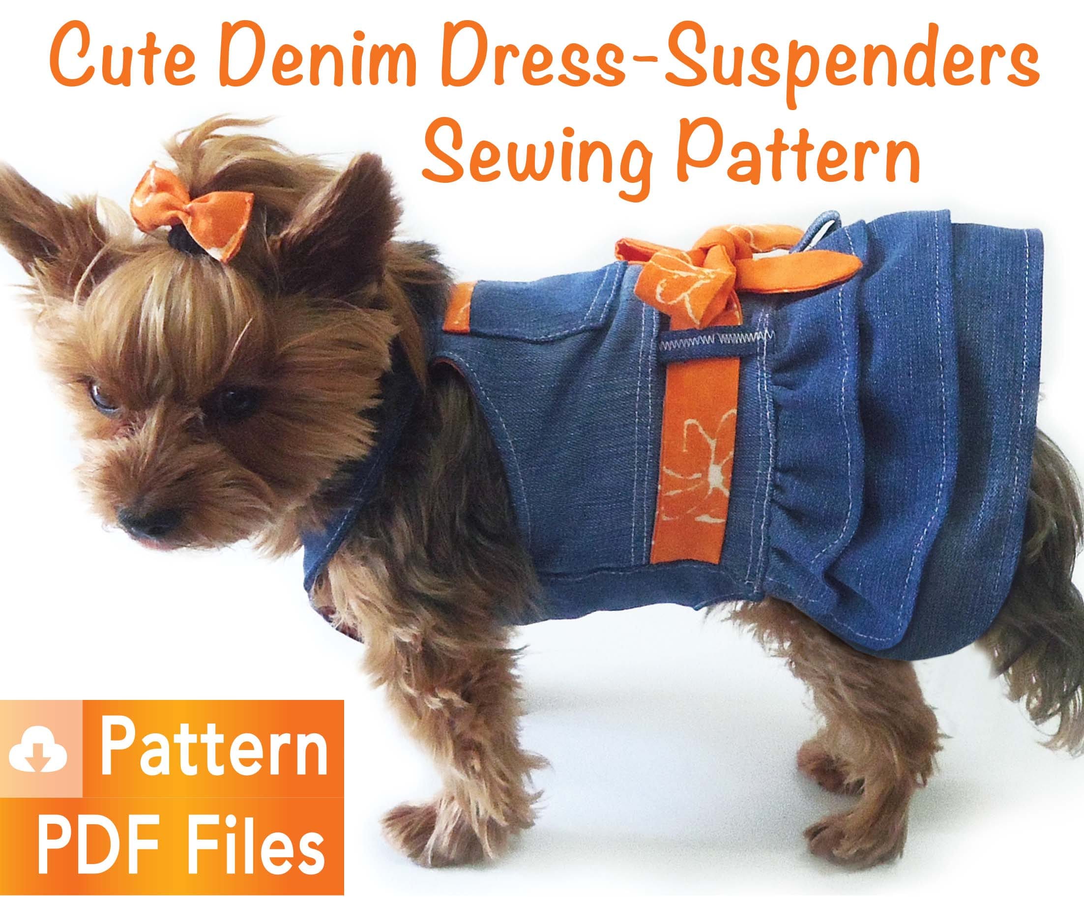 ocean denim dog dress medium Dog Summer Denim Dress Pet Outfit -Langerland LANGERLAND
