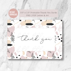 Biglietto di ringraziamento / Download istantaneo / Stampabile 3,5" x 2,5" / Design moderno / Pastelli Blush / Strumenti commerciali del venditore Etsy / PNG PDF Lettera A4