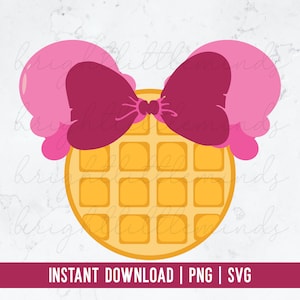 Instant Download | Pink Ice Cream Waffle Cone Minnie Inspired | Mouse Ears | Cute Pastry Sweet Dessert | Cricut Sublimation Tshirt | PNG SVG