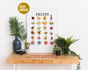 Instant Download | Printable Fruits Educational Poster | Montessori | Waldorf Teaching