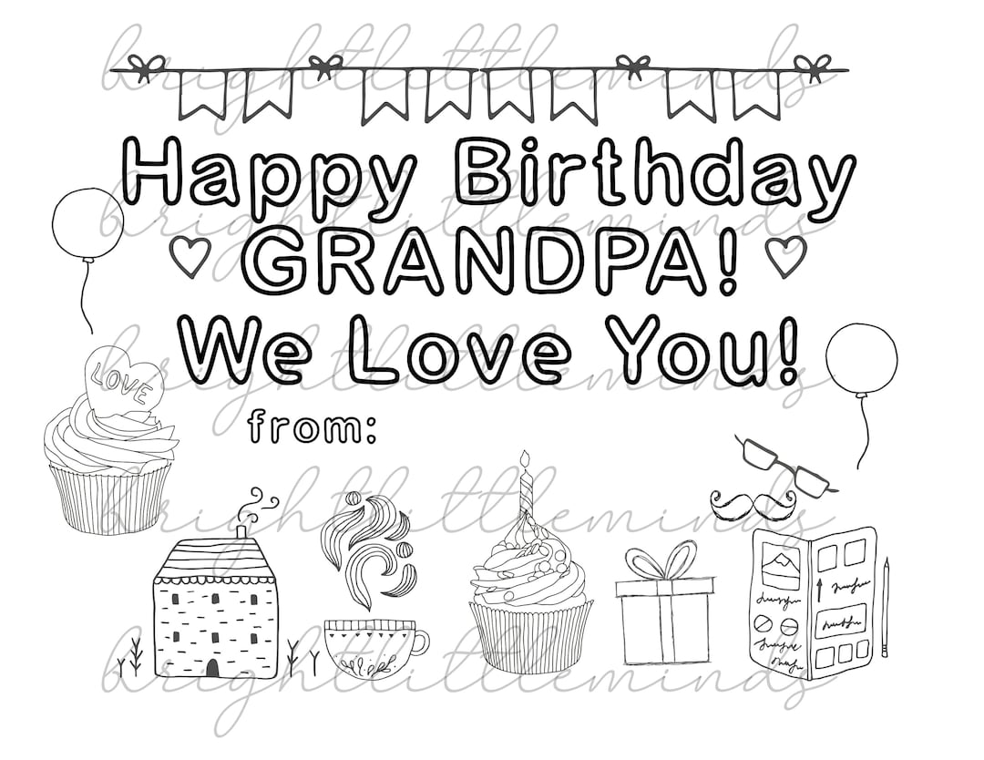 Instant Download | Printable | Happy Birthday Grandpa | DIY Kids ...
