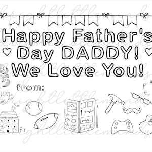 Descarga instantánea / Imprimible / Feliz Día del Padre / Actividad DIY para niños para colorear / Regalo / Tarjeta divertida hecha por niños para papá, papá / Carta A4 PDF