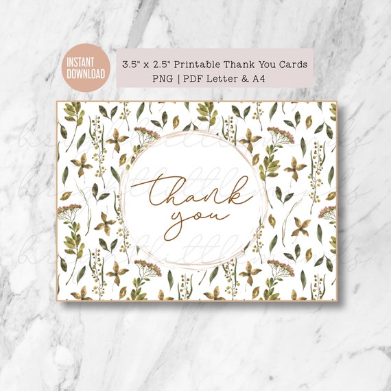 Thank You Card Instant Download Printable 3 5 X Etsy