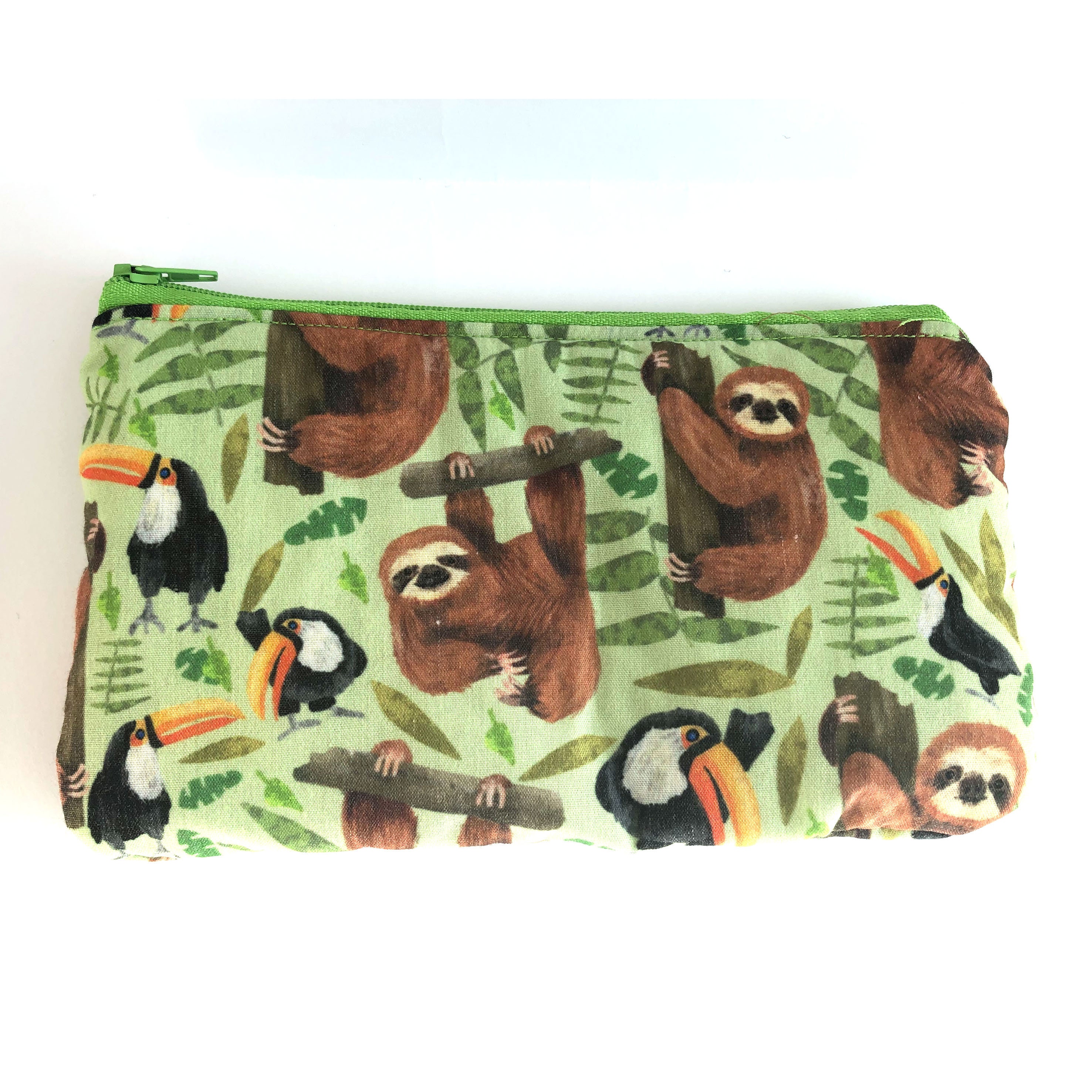 Sloth Pencil Case Zip Pouch Sloth and Toucan Pouch | Etsy