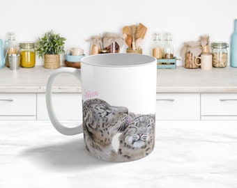 Snow Leopard Lovers Gift, Personalised Snow Leopard Mug, Gifts for Snow Leopard Fans