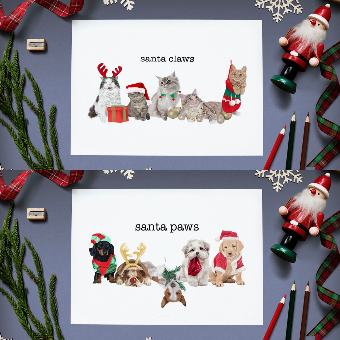 WeihnachtskartenBundle / Weihnachtskarte / Hunde und Etsy.de