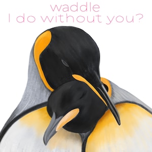 Penguin Valentines Card, Valentines Card for Penguin Lovers, Animal Valentines, Animal Pun,
