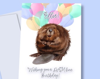 Carte d'anniversaire de castor, carte d'anniversaire personnalisée, anniversaire personnalisé, salutations de castor, anniversaire d'amoureux des animaux, amoureux de la faune