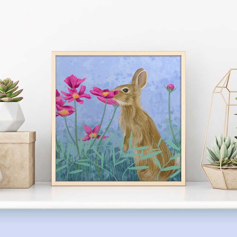 Rabbit Art print, Rabbit Gifts, Nature Lover Gift, Woodland Animal Gift, Letter Box Gift, Animal Lover Gift, Woodland Themed Gift image 1