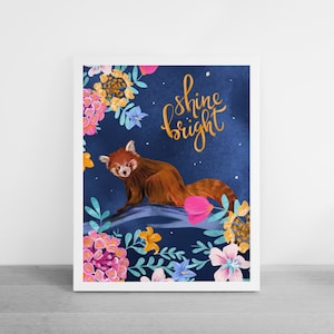 Red Panda Print,  Red Panda Wall Art, Red Panda Illustration, Motivational Quote Art Print, Picture for Wall Collage, Red Panda Posters