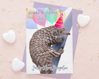 Pangolin Birthday Card, Personalised Birthday Card, Custom Birthday, Pangolin Greetings, Animal Lovers Birthday, Wildlife Lover