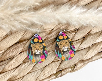 Jaguar Teardrop Earrings, Jaguar Jewellery, Gifts for Jaguar Lovers, Eco-Friendly Jewellery