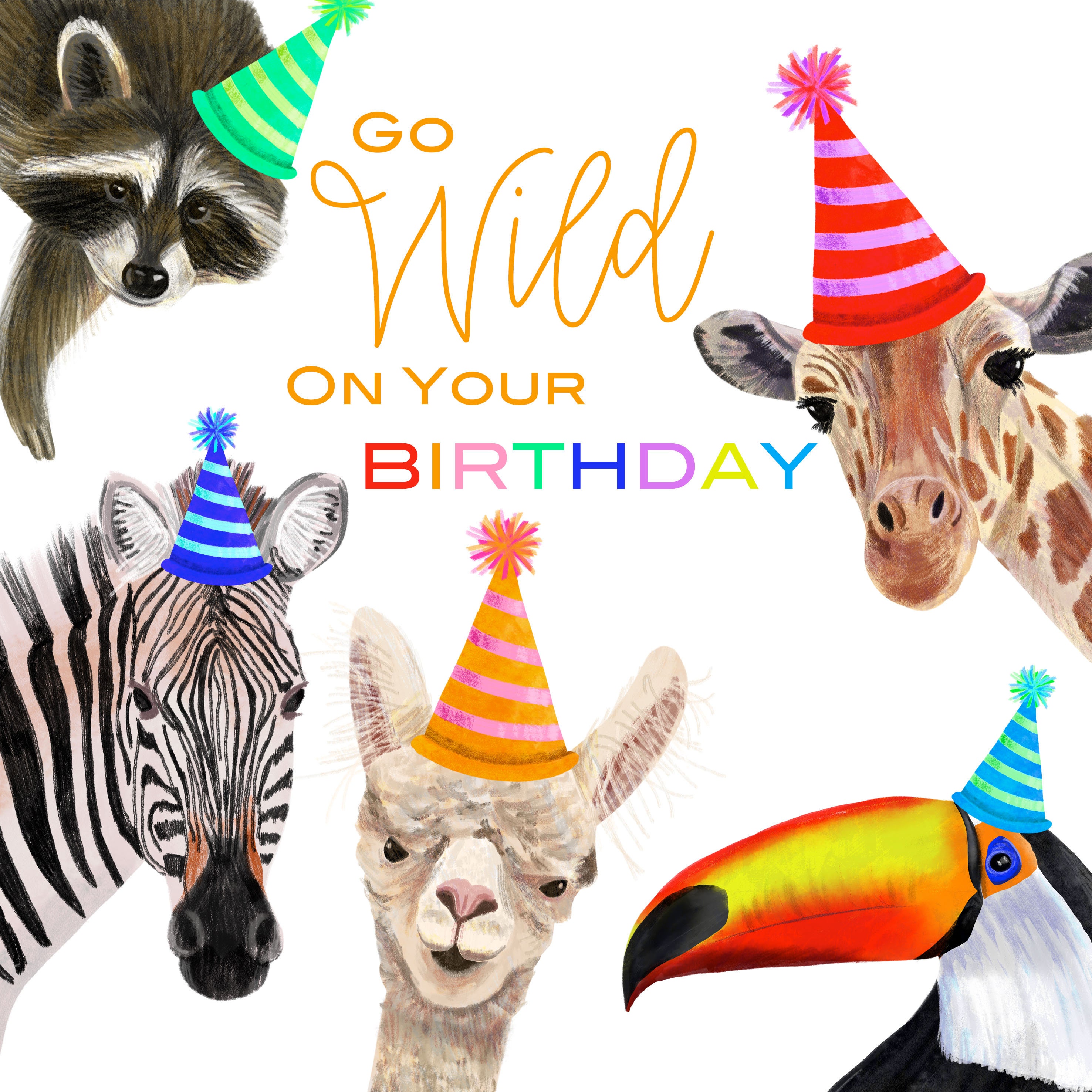 animal-birthday-card-wild-animal-card-animal-greetings-etsy