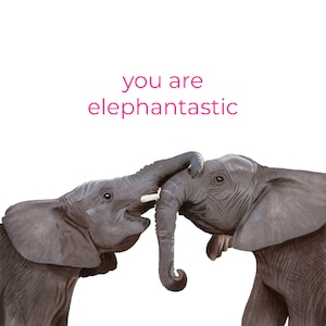 Elefant Valentinskarte, Valentinskarte für Elefantenliebhaber, Tier Valentinstag, Animal Pun,