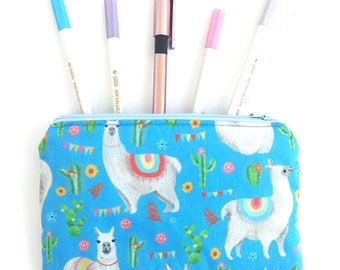 Llama Pencil Case, Llama Pencil Zipper Pouch, Zippered Bag, Pencil Bag, Travel Bag, Alpaca Zipper Pouch, Alpaca Zipper Bag
