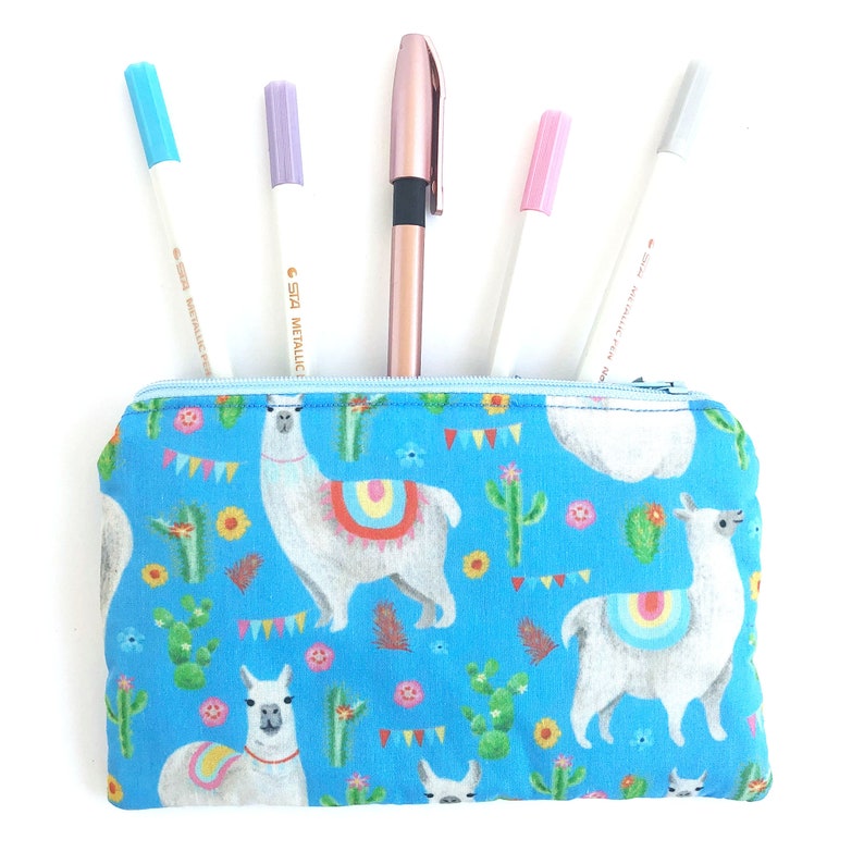 Llama Pencil Case, Llama Pencil Zipper Pouch, Zippered Bag, Pencil Bag, Travel Bag, Alpaca Zipper Pouch, Alpaca Zipper Bag image 1