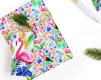 Tropical Bird Wrapping Paper, Toucan Gift Wrap, Gifts for Flamingo Lovers, Parrot Themed Gifts, Bird Lover Gifts, Tropical Bird Gifts