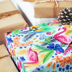 Tropische vogel inpakpapier, Toucan Gift Wrap, Geschenken voor Flamingo Liefhebbers, Papegaai Thema Geschenken, Vogelminnaar Geschenken, Tropische Vogel Geschenken afbeelding 4