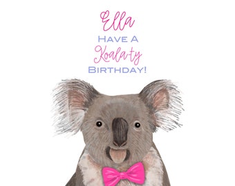 Koala Birthday Card, Personalised Birthday Card, Custom Birthday, Koala Greetings, Animal Lovers Birthday, Wildlife Lover, Australia