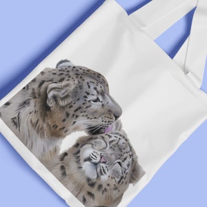 Snow Leopard Tote Bag, Snow Leopard Gift, Animal Print, Animal Textile, Nature Gift, Decorative Tote Bag, Gift for Leopard Lover