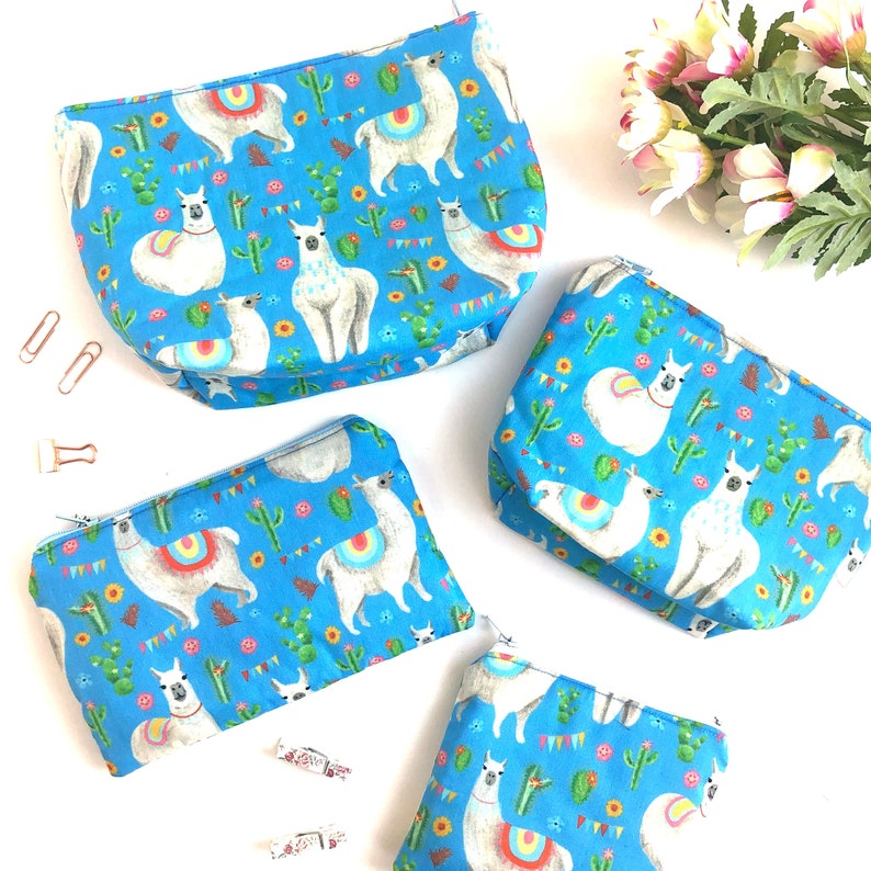 Llama Pencil Case, Llama Pencil Zipper Pouch, Zippered Bag, Pencil Bag, Travel Bag, Alpaca Zipper Pouch, Alpaca Zipper Bag image 4