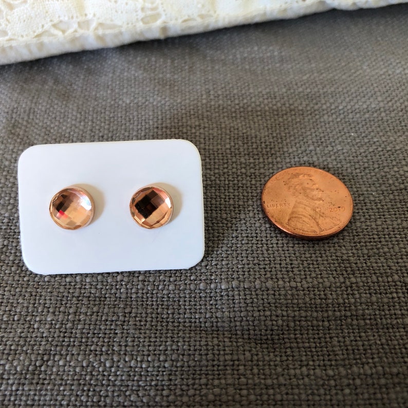 Rose Gold Natural Topaz Stud Earrings Flat Back Earrings Etsy