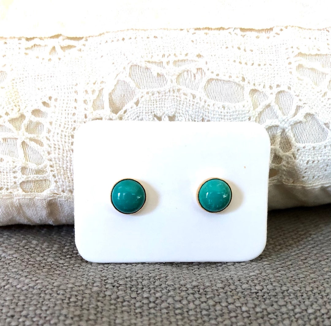 Boucles D'oreilles à Clous Turquoise Et écru - Pour Mariage, Cérémonie Ou Soirée