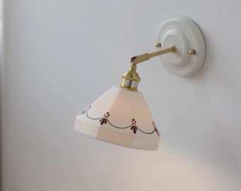 Glazed Ceramic Wall Lamp, Minimalist Bedside Lamp, Corridor or Aisle Homestay Lamp, Old Shanghai Designer All Copper Lamps