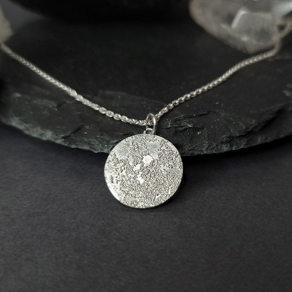 Handgemachter Vollmond-Anhänger, 925 Sterling Silber