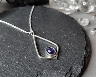 Pendant with violet-blue tanzanite, handmade from 925 sterling silver