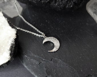 Handmade crescent moon pendant, small approx. 1.2 cm, 925 Sterling Silver