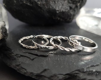 Stapelringe, handgemacht, 925 Sterling Silber