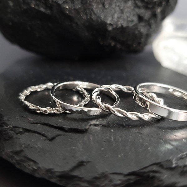 Stapelringe, handgemacht, 925 Sterling Silber