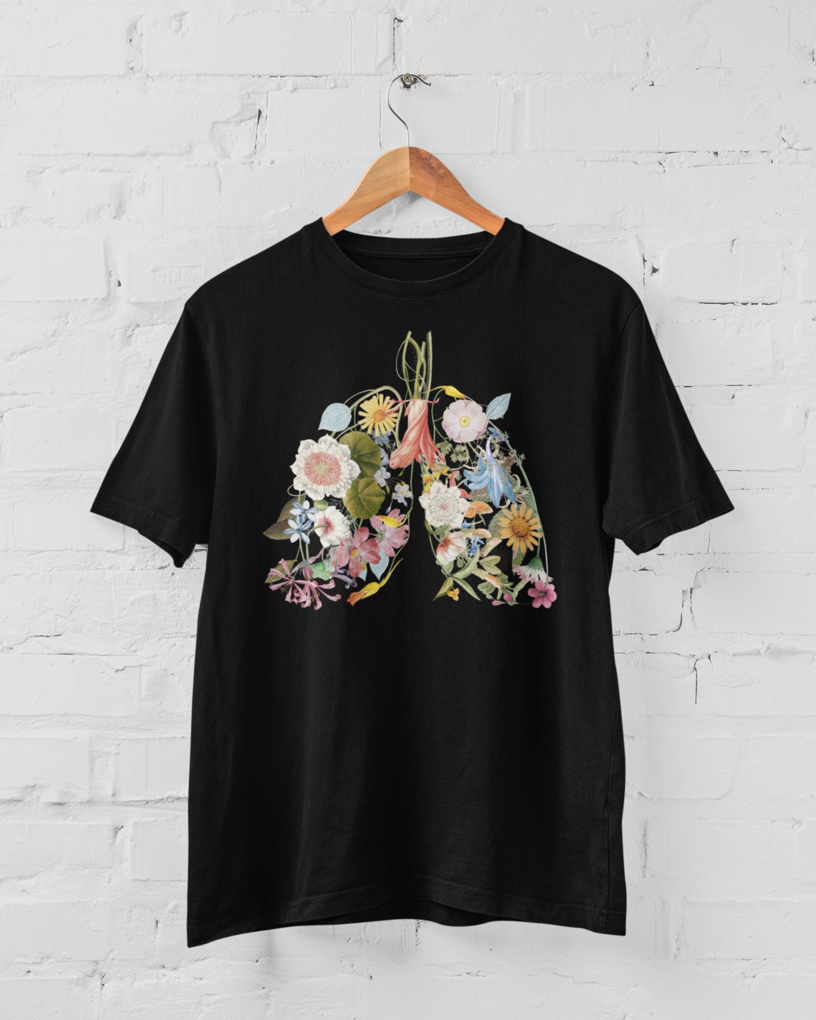 Floral Lungs Tee Shirt Women Floral Shirt Lungs TShirt Men Etsy