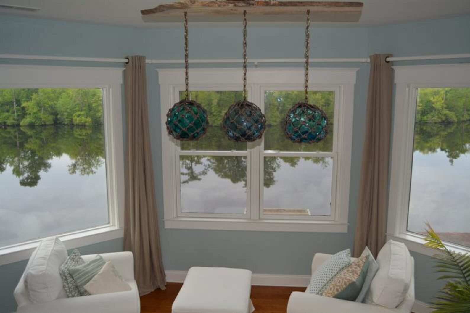 Glass Fishing Float Light Fixture With 3 Floats Etsy